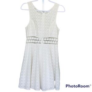 Free People Ivory Lined Flower Lace Sleeveless Dress Size S
